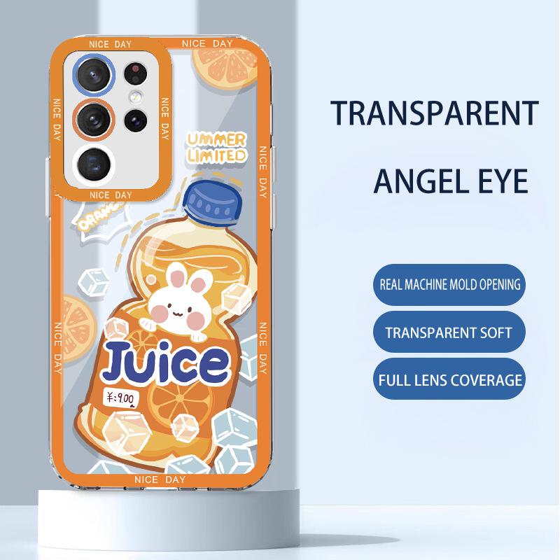 Samsung S21Plus симпатичный мягкий чехол Dingdang A52, Orange Juice 22, прозрачный чехол A32, в комплекте.