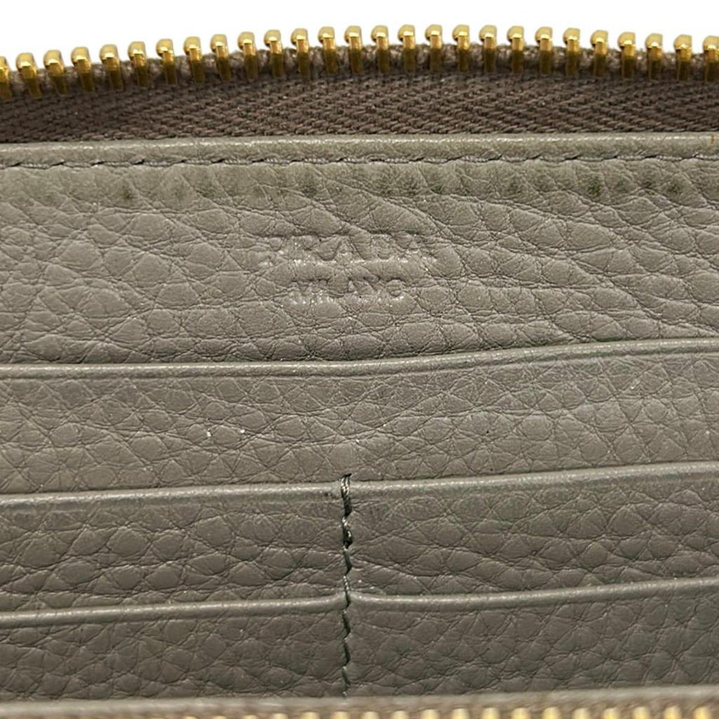Used PRADA Long wallet - 1M0506 Gray Round zipper Leather