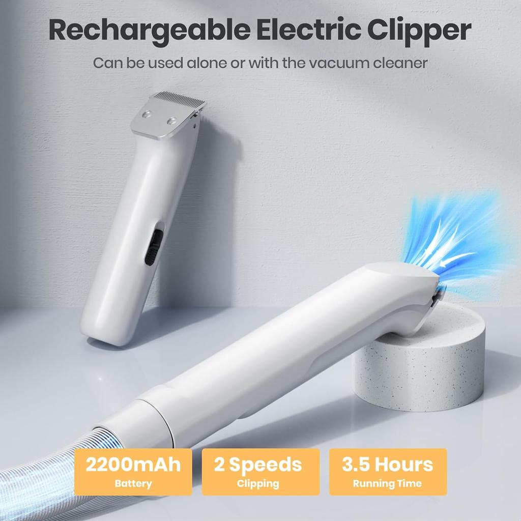 Пылесос для ухода за собаками, более сильное всасывание 13 кПа, 99,9% пылесос для шерсти домашних животных для выпадения шерсти с 5 профессиональными инструментами для ухода, чашка емкостью 1,5 л для стрижки шерсти собак и кошек