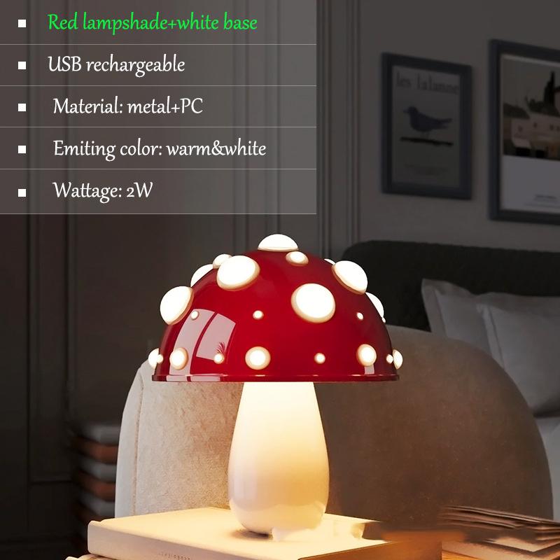 Грибная лампа Fly Amanita с двухцветной светодиодной лампой G9, USB перезаряжаемая настольная лампа с мухомором для гостиной, прикроватного кабинета, отеля