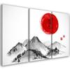 Трехсекционная картина на холсте Пейзаж гор Японии