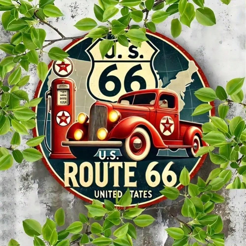 Винтажная металлическая жестяная табличка Route 66, водостойкое настенное искусство, декор для гаража, мужской пещеры