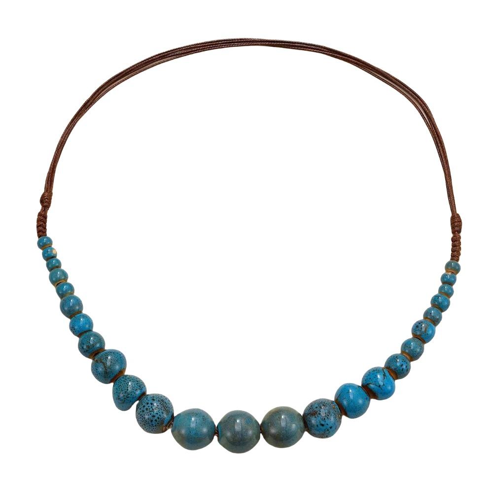 Simple Ceramics Beaded Necklace Choker Bohemia Ceramic Necklace Ethnic Style Necklace Holiday