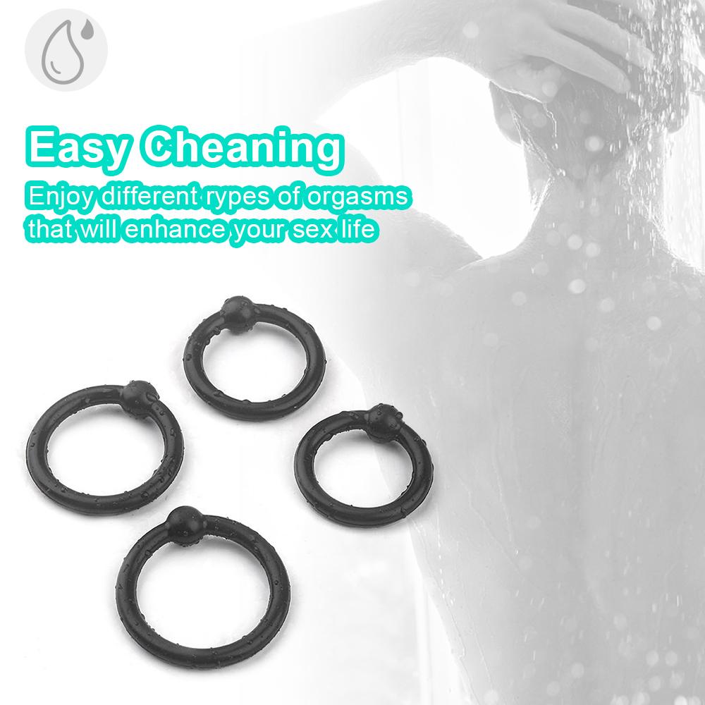 4PCS Silicone Cock Ring Erection Ring Male Delay Ejaculation Penis Ring High Elasticity Penisring Sex Toys for Men Adults 18