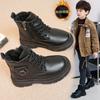 Boys Martin Leather Boots Children's Boots 2025 Autumn and Winter New Velvet British Boys Short Boots Children
