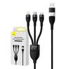 Kabel Usb 3W1 Baseus Flash Series 2, Usb-C + Micro Usb + Lightning, 100W, 1.2M (Czarny)