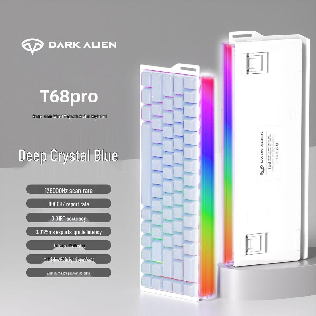 Магнитная механическая игровая клавиатура T68PRO с RGB, регулируемым срабатыванием, низкой задержкой, боковой гравировкой.