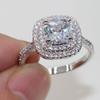 Inlaid Zircon Double Layer Tiger Claw Square Ring European and American Trendy Women's Topaz Ring