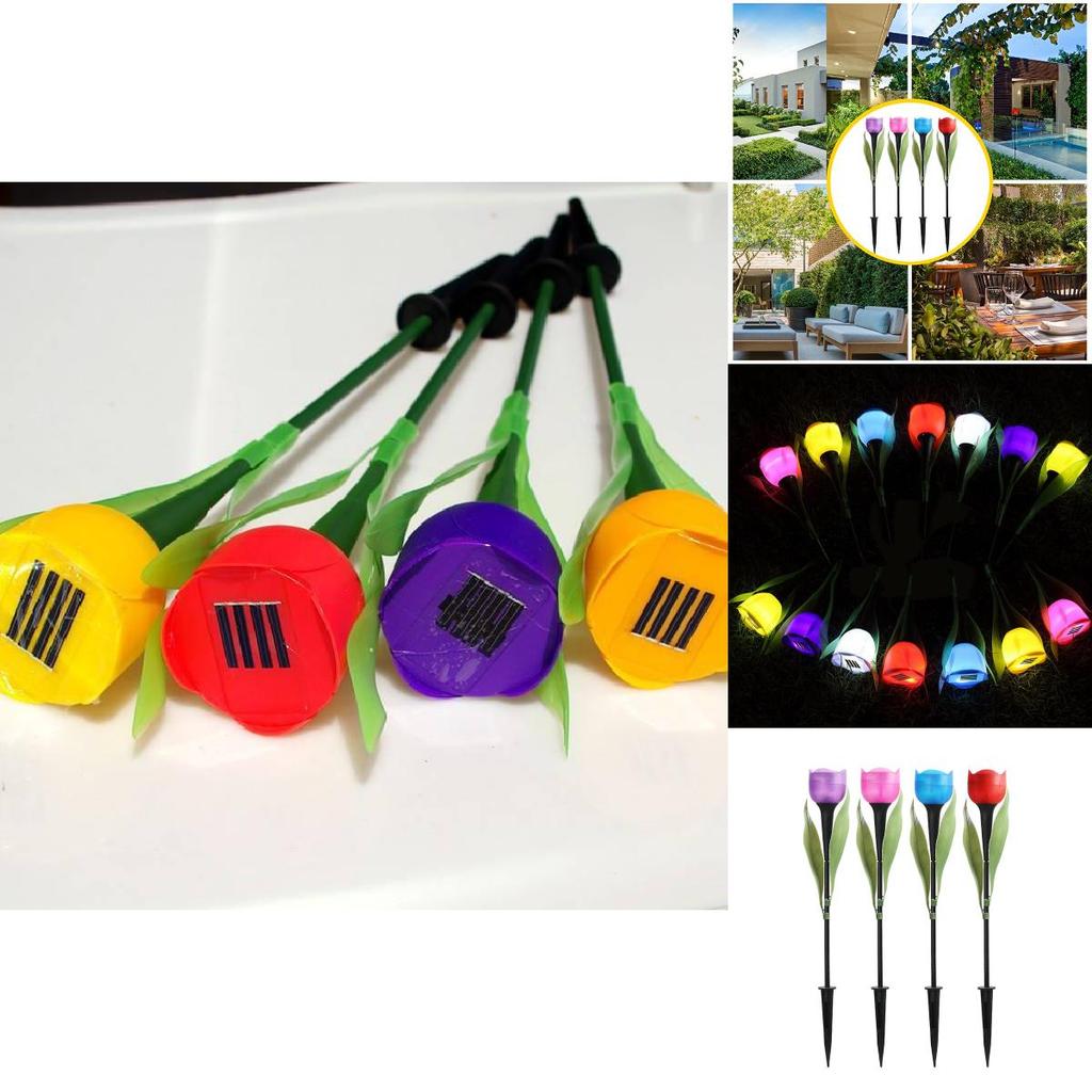 Vlux-009-1 Tulip Solar Led Lawn Light For Garden Decor Yellow Pink Red Purple Blue