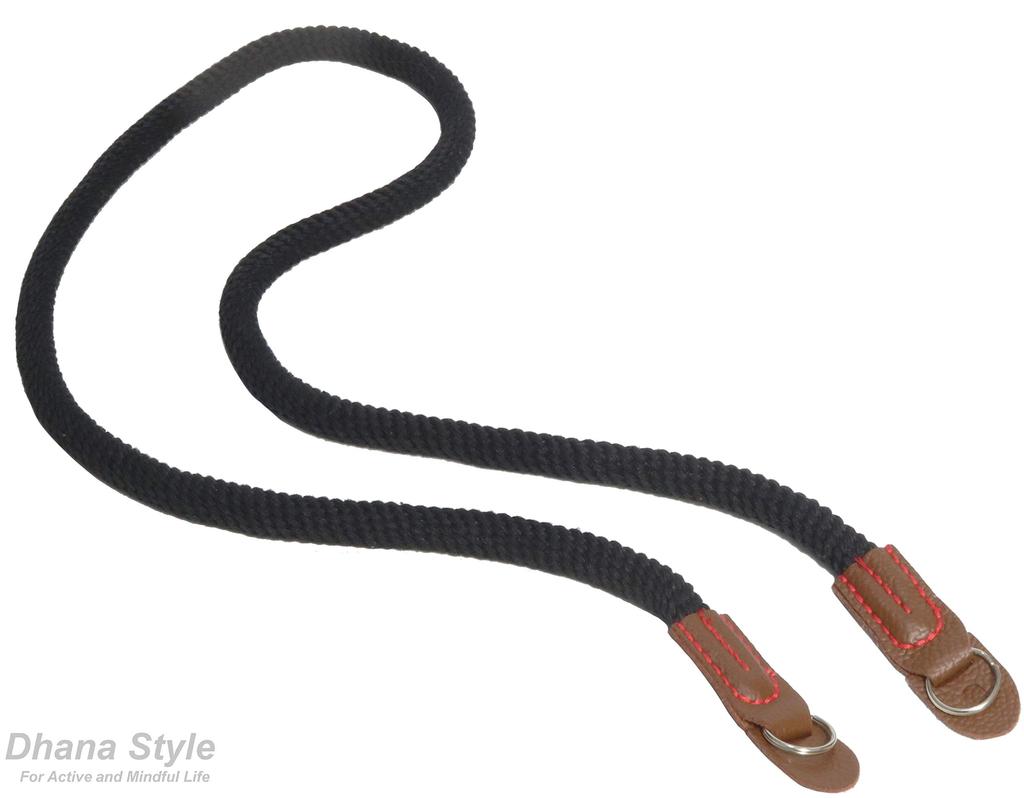 Круглый ремешок на шею для камеры, мягкий хлопковый плечевой ремень с металлическим покрытием, плечевой ремень, кольцо для камеры/кольцо для зеркальных/беззеркальных/компактных камер (ЧЕРНЫЙ)