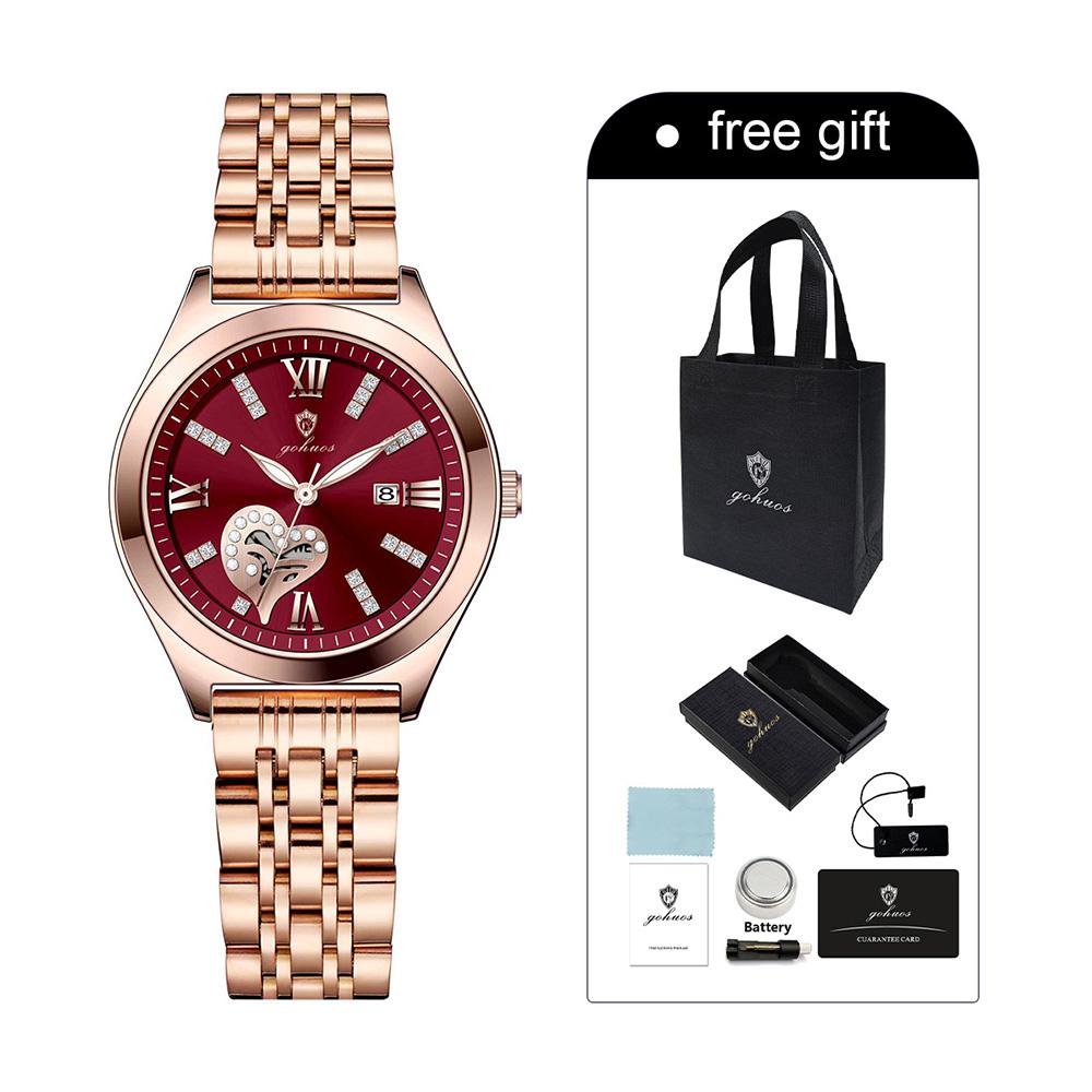 Gohuos 7816 Women's Quartz Wristwatch with Accessories Fashion Auto Date Water Resistant Clock for Women in Stock Female Watch