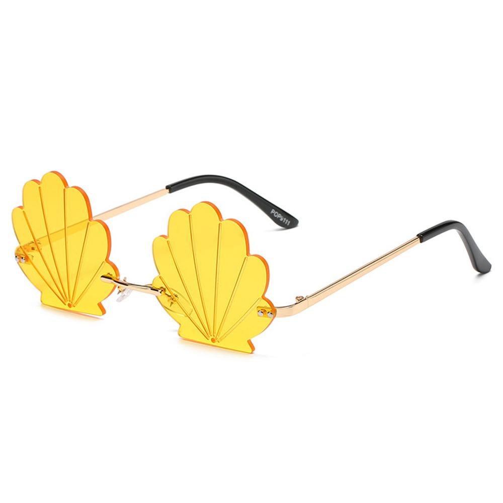 Flower Shape Metal Sun Glasses Unique Funny Shades Rimless Sunglasses for Photo Props, Party