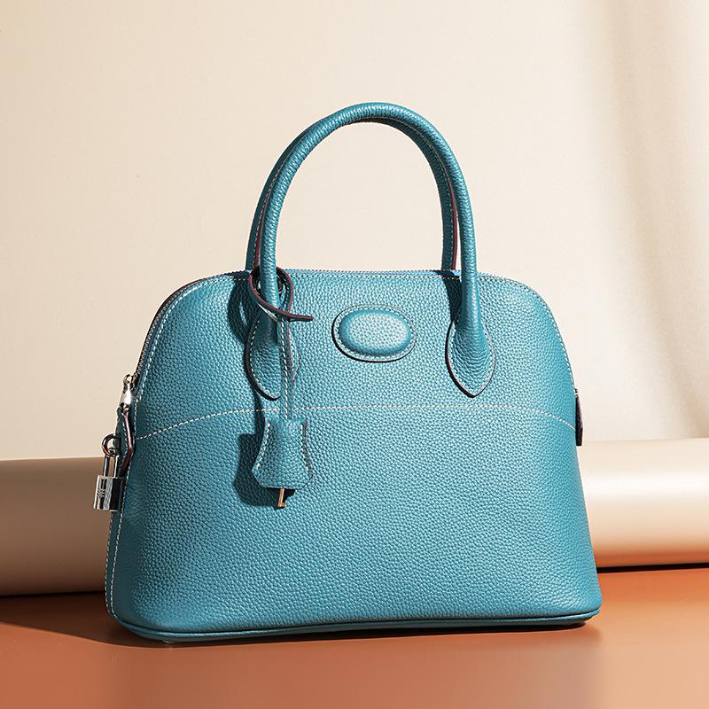 New Leather Fashionable Versatile Shoulder Bag, Original First-layer Cowhide Large-capacity High-end Portable Shell Bag for Women