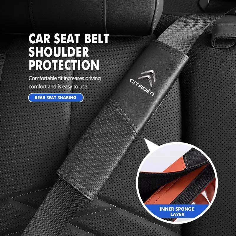 Car Seat Belt Protection Shoulder Pad Spliced Carbon Fibre Strap For Citroen C5 C1 C2 C6 C4L DS3 DS4 DS5 C-Elysee Grand Berlingo ajx256