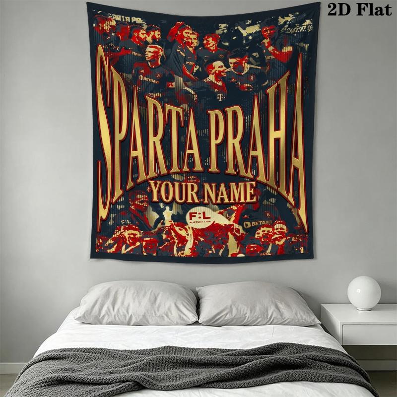 Custom Name AC Sparta Praha Wall Tapestry Aesthetic Wall Hanging Printed Fabric Blanket Decorative Tapestries for Bedroom Living Room Home Decor