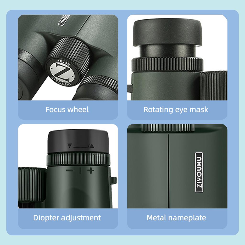 10x42 Compact Binoculars for Adults Kids with Large Eyepiece FMC Lens BAK4 Prism High Powered