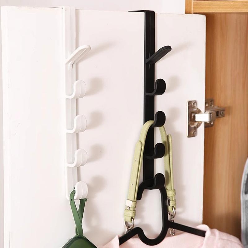 Пятисегментный дверной крючок, сумка для пальто, шапка для полотенец, резинки для волос, бесшовный держатель, организация хранения для дома, спальни, пластиковая вешалка одноцветного цвета