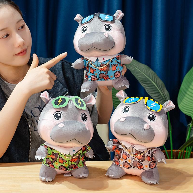 Модная плюшевая игрушка в виде бегемота, мультяшные плюшевые животные, бегемоты, плюшевые игрушки с подвеской в виде рубашки и сумки, мультяшный брелок, подарки