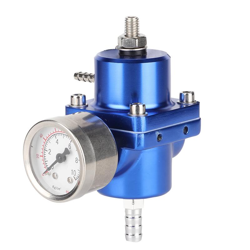 Adjustable FPR Aluminum Alloy Universal FPR Fuel Pressure Regulator with Gauge Hose 0‑140psi Adjustable FPR Pressure Regulator