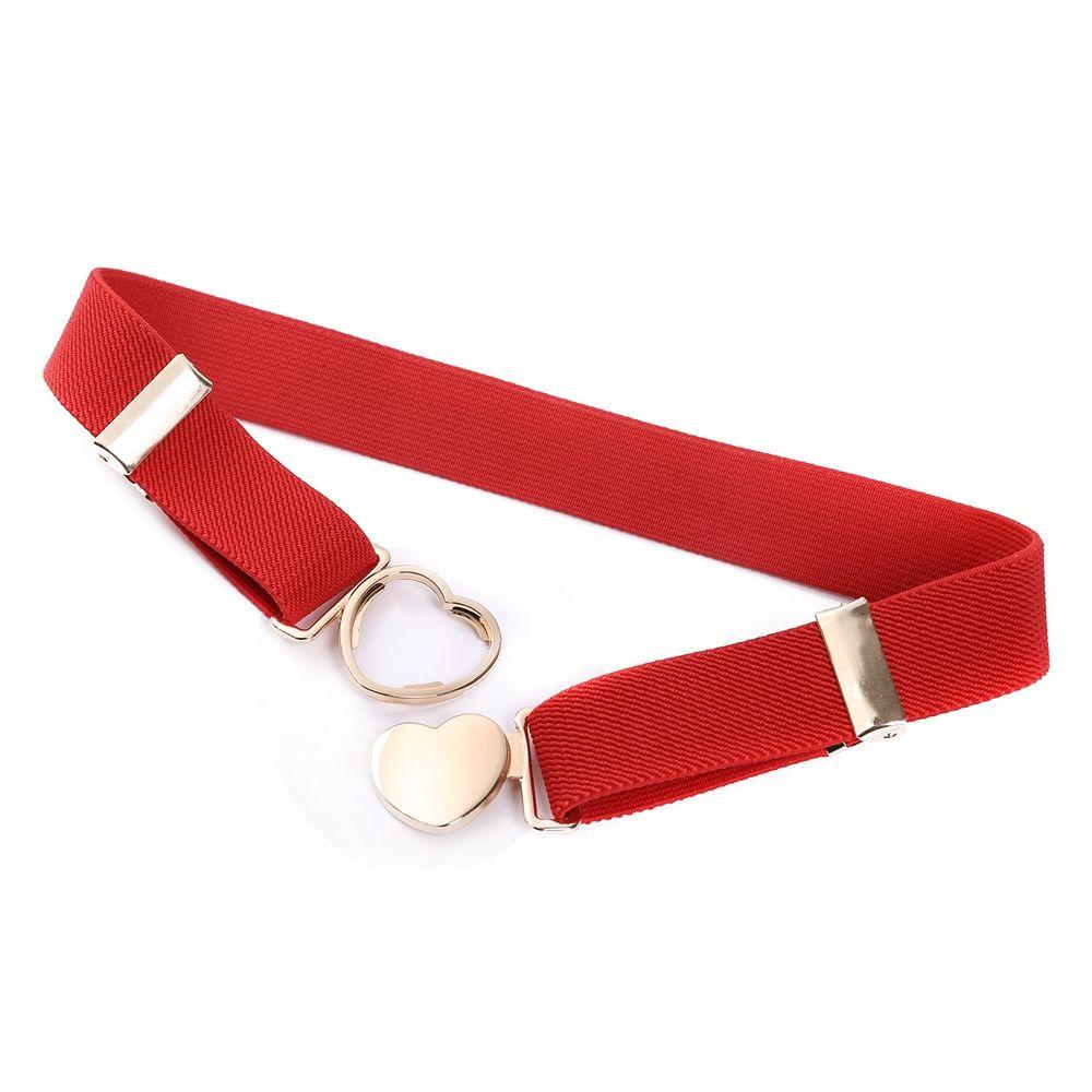 Canvas Girl Solid Color Waist Belt Punch-free Waistband Children Stretch Belts Heart Shape Buckle