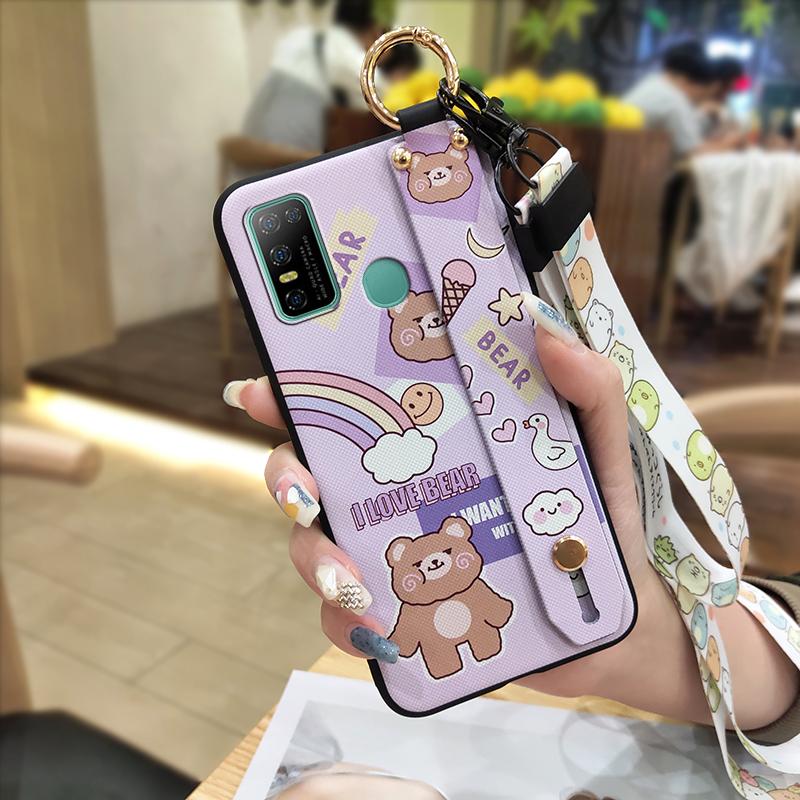 Anti-knock Lanyard Phone Case For Doogee N30 Cartoon Protective Fashion Design Soft Case Phone Holder Shockproof Ring