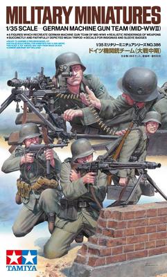 Tamiya 1/35 Военная миниатюра Серия Нет. 386 Немецкий пулемётный расчёт (Период середины войны) Пластиковая сборная модель 35386