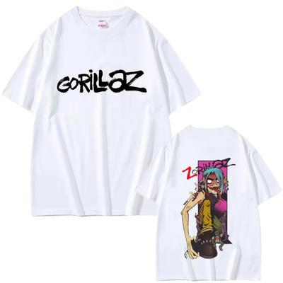 Футболка с принтом группы Gorillaz Мужская Женская Хип-хоп Рок Мода Оверсайз Уличная Мода Женская Высокое Качество Мягкий Хлопок Короткий Рукав Футболка