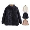 Women Floral Thermal Jacket Winter Plus Size Stand-up Collar Loose Thermal Jacket Light Padded Jacket