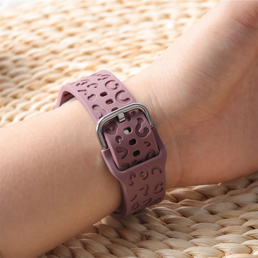 Engraved Strap For Samsung Galaxy Watch 7 FE 6 4 5 pro Silicone Leopard No Gaps Bracelet correa Galaxy Watch6 Classic 20mm band