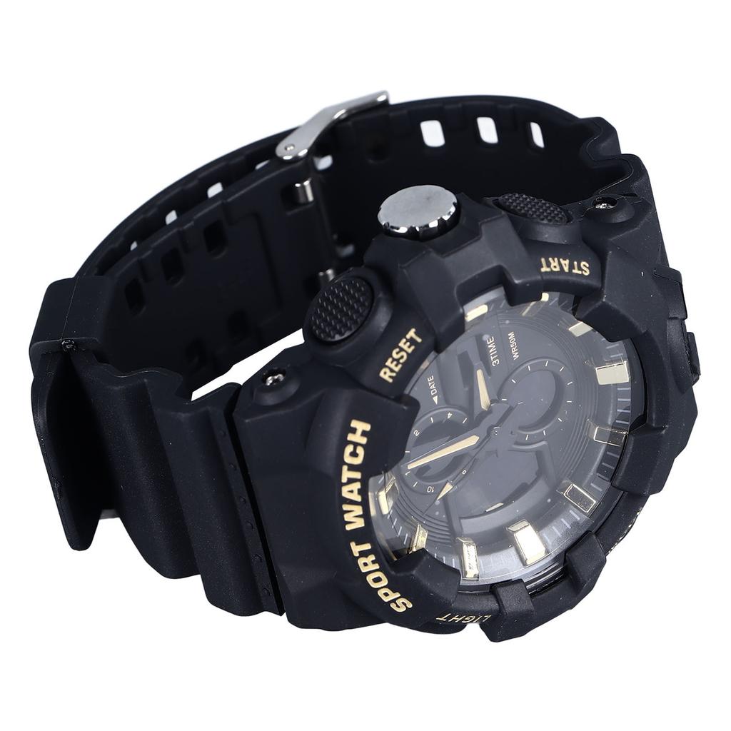 Мужские аналоговые спортивные часы с цифровой светодиодной подсветкой, водонепроницаемые, формат 12/24 часа, будильник, секундомер