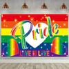 2D Glitter Rainbow Pride Banner, "Pride Love Is Love" Backdrop, Pride Festival Party Decor
