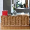 Plastic Storage Basket Woven Pattern Sundries Organizer Creative Display Basket  Home Shop Hotel