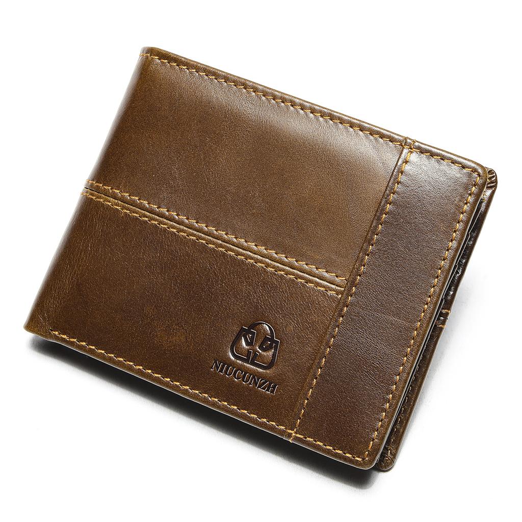 Genuine Leather Money Clip Handmade Genuine Soft Leather Multifunctional Anti-theft Brush Men's Cowhide Wallet