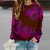Tops For Women Geometric Circle Print Round Neck Long Sleeve T-shirt Fall Casual Slim Pullover Women's Long Sleeve Top