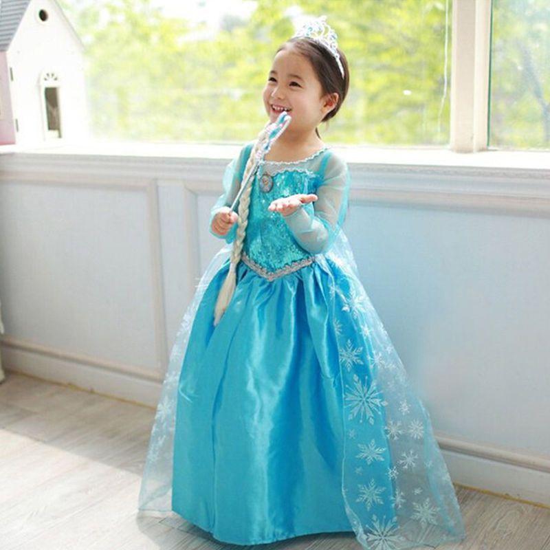 Girls Kids Elsa Fancy Dress Costume Princess Anna Party Dresses Cosplay Outfits