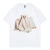 Funny Ghost Kitten Meme Graphic T Shirts Unisex Unisex Clothing Gothic Fashion Tshirts Summer Casual Cotton Short Sleeve Tshirt
