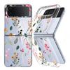 For Samsung Galaxy Z Flip5 Flip6 Flip4 Case Flower Pattern Shockproof Folding Transparent Cover For Samsung Galaxy Z Flip 5 4 3