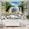 Scenery Tapestry Hanging On the Wall Outside the Window with Bohemian Style Curtains and Mandala Room Decoration Tapestry
