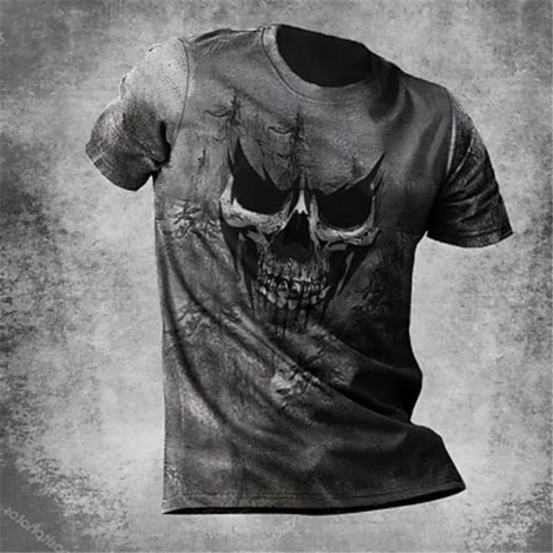 Men's Graphic Skulls T Shirt Tee Short Sleeve T Shirt 3D Print Crew Neck Shirt Vintage Fashion Des3igner Outdoor Casual Daily