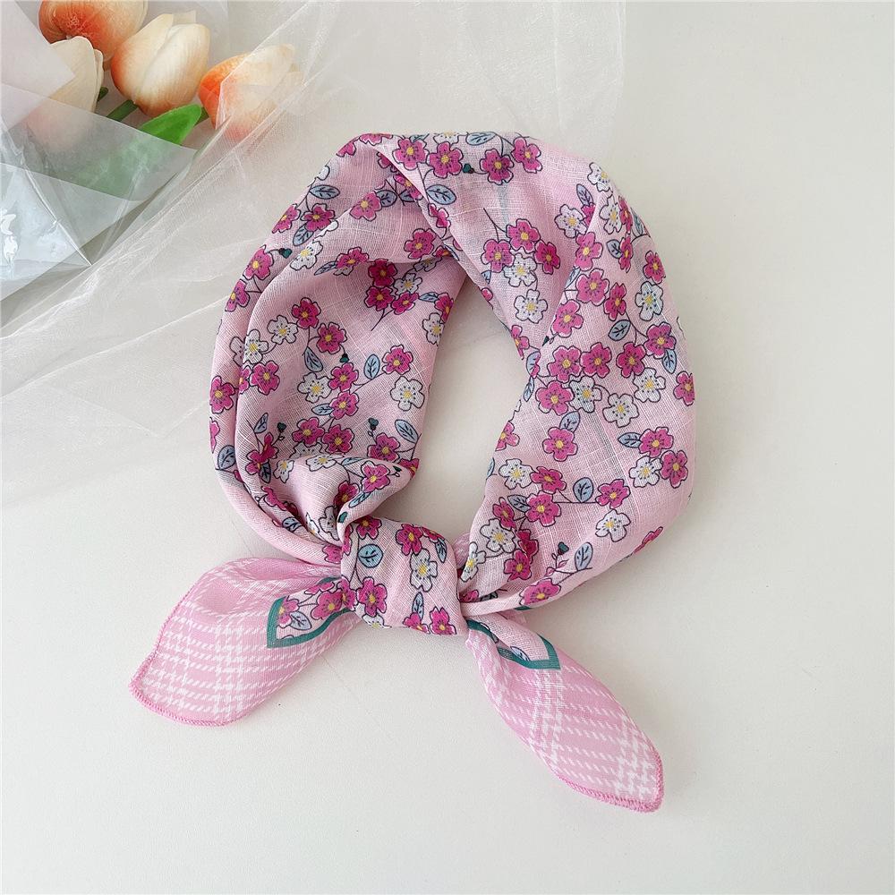 Маленький квадратный шарф из хлопка и льна, шелковый шарф, женский, весна и осень, новый стиль, художественный и универсальный, модный, темпераментный шарф-повязка на голову