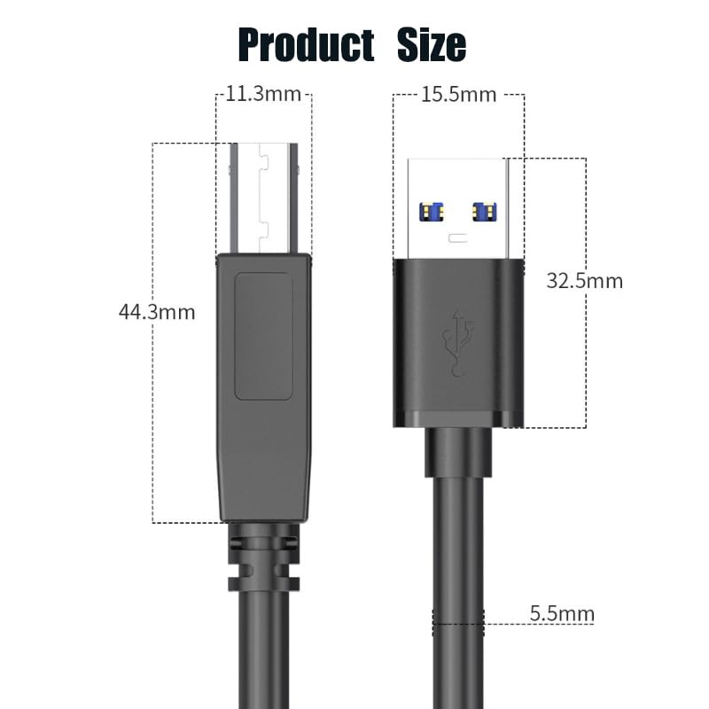 USB 3.0 кабель AB черный Тип A папа Тип B (1m)
