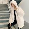 Autumn and Winter Loose Plush Jacket Women's Imitation Rex Rabbit Fur Medium and Long Thickened Hooded Coat