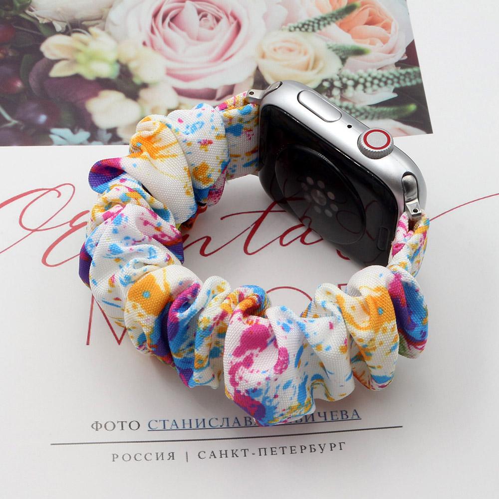Printed Fabric Dressy Bands for Apple Watch Band 38mm 40mm 41mm 42mm 44mm 45mm 46mm Elastic Loop Strap for iWatch Series 10/11/9