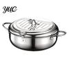 Multi Purpose Stew Simmer Pot Japanese Deep Fryer with Thermometer, 201 Stainless Steel Tempura Pan, 2.2/3.2L Induction for Crispy Food Compatible Oil