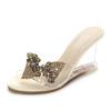 Women's High-Heeled Sandals Summer All-Match Simple Women's Shoes Beveled Transparent Heels
