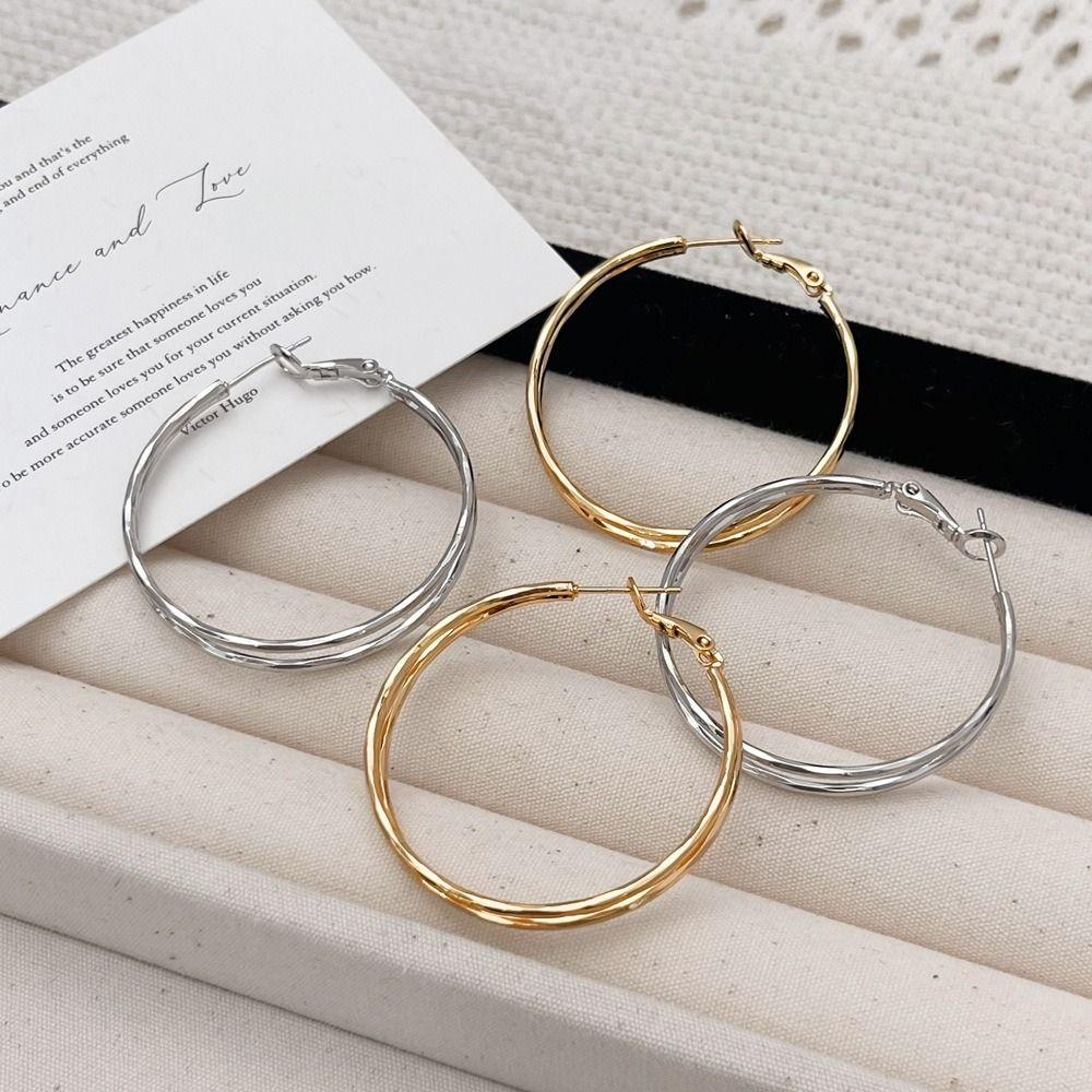 Двухслойные круглые серьги-кольца, украшение для ушей, аксессуары для ушей, круглые серьги для женщин и дам