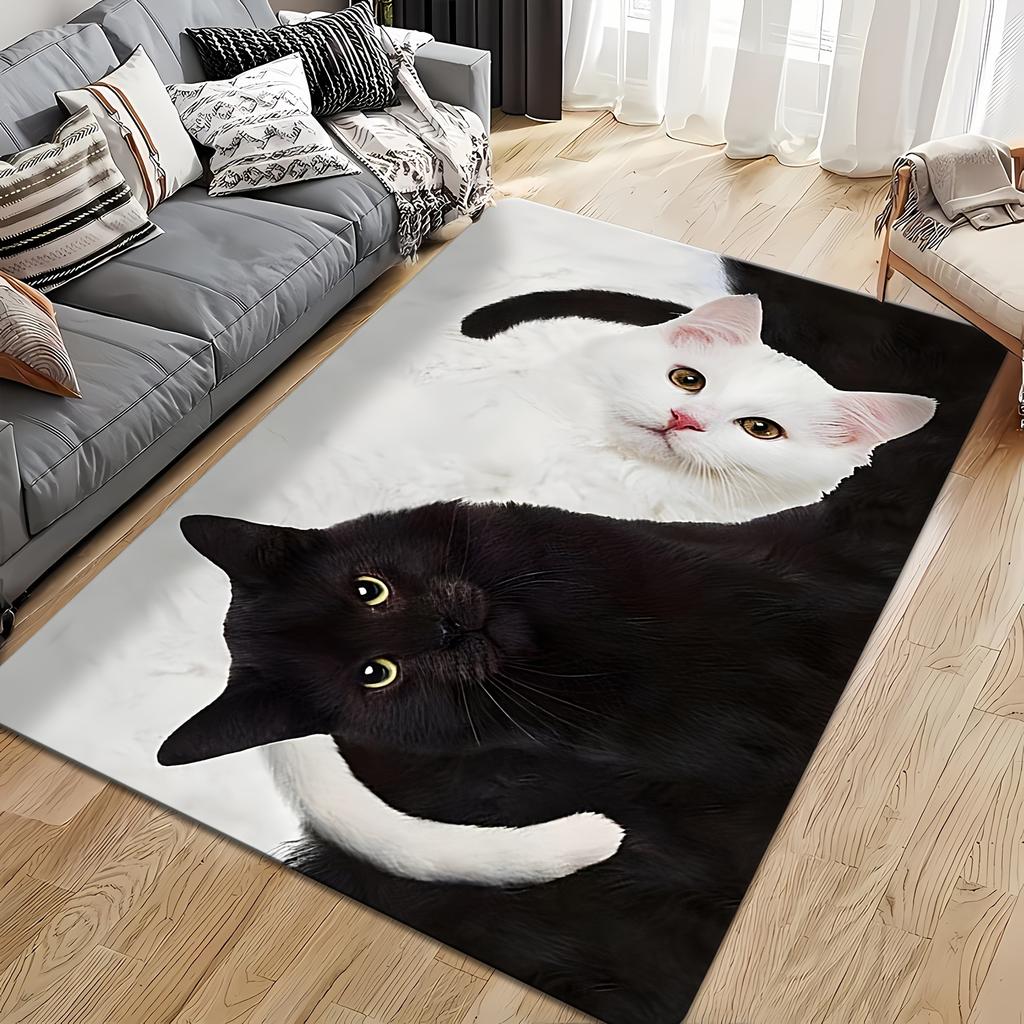 1 шт., милый напольный коврик с рисунком кошки, современный кухонный полиэстеровый ковер, нескользящий, цветной, для дома, ванной комнаты, спальни, гостиной, декора