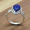 Серебряное кольцо с голубым лазуритом, каплевидным камнем для женщин, лазурит, декабрь, камень, серебро 925 пробы, уникальные украшения, подарок для нее