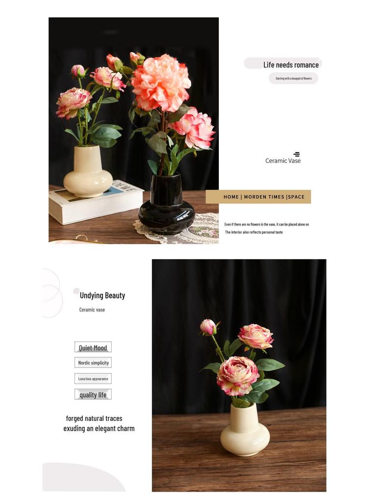 Французская Роскошная Керамическая Ваза: Элегантный декор высокого класса для гостиной или обеденного стола