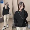Plus Size Solid Color Crew Neck Sweatshirt, Loose Long Sleeve Top for Autumn and Winter - Korean Style Slimming Design
